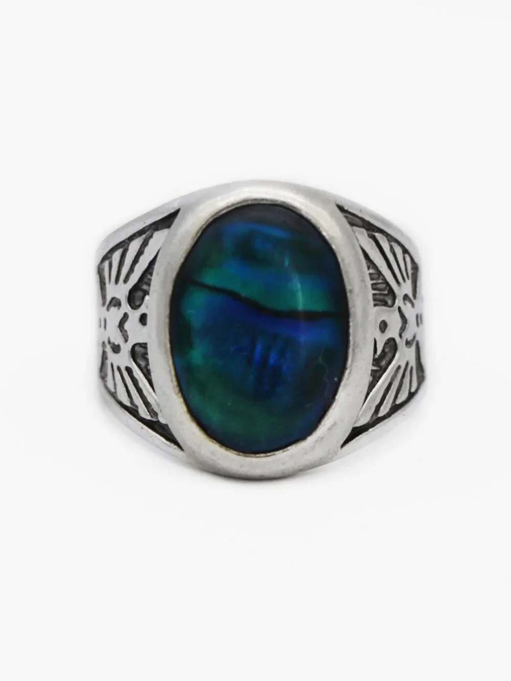Native American Sterling Silver Paua Shell Abalone Thunderbird Ring